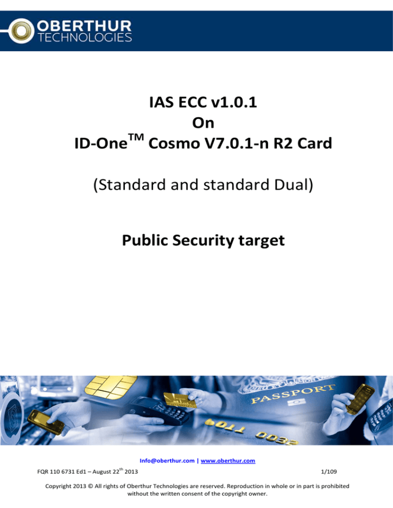Security Target: FQR 110 6731 Ed1 Security Target: FQR 110 6731 Ed1