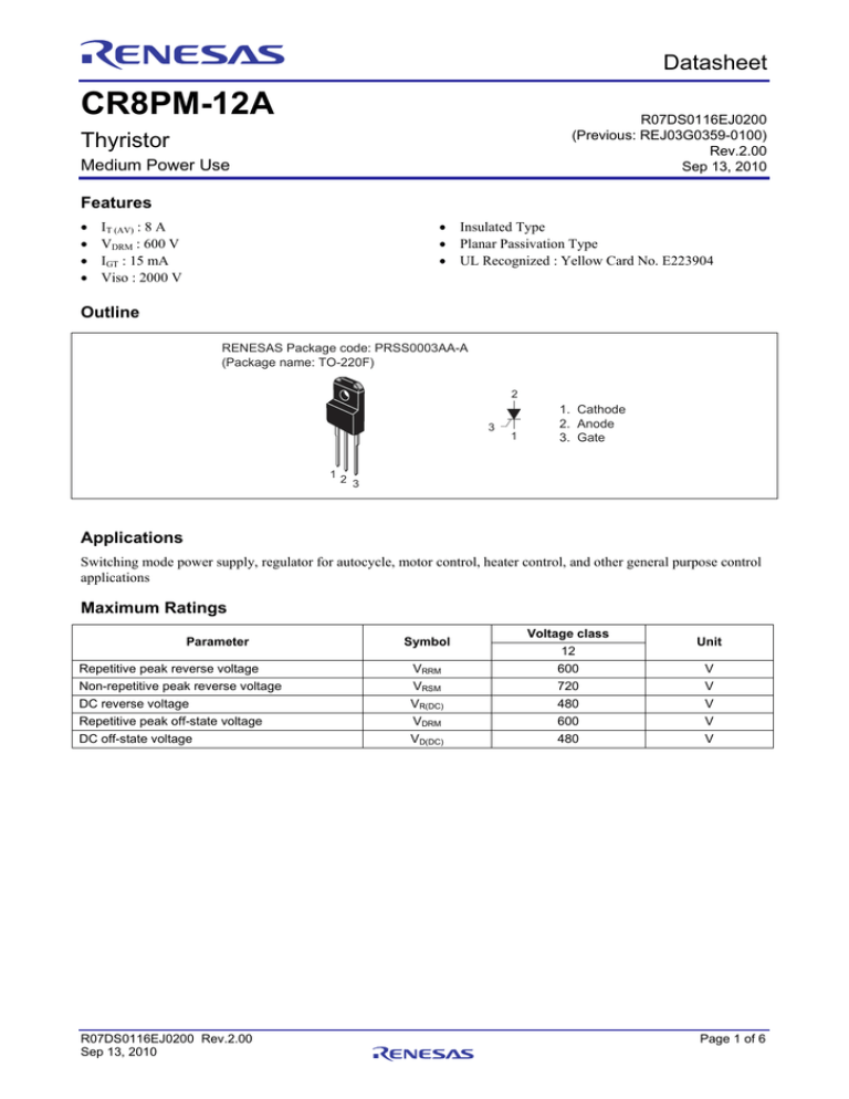 CR8PM-12A Datasheet CR8PM-12A Datasheet