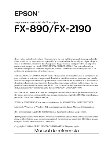 Epson FX890 El manual del propietario | Manualzz Epson FX890 El manual del propietario | Manualzz