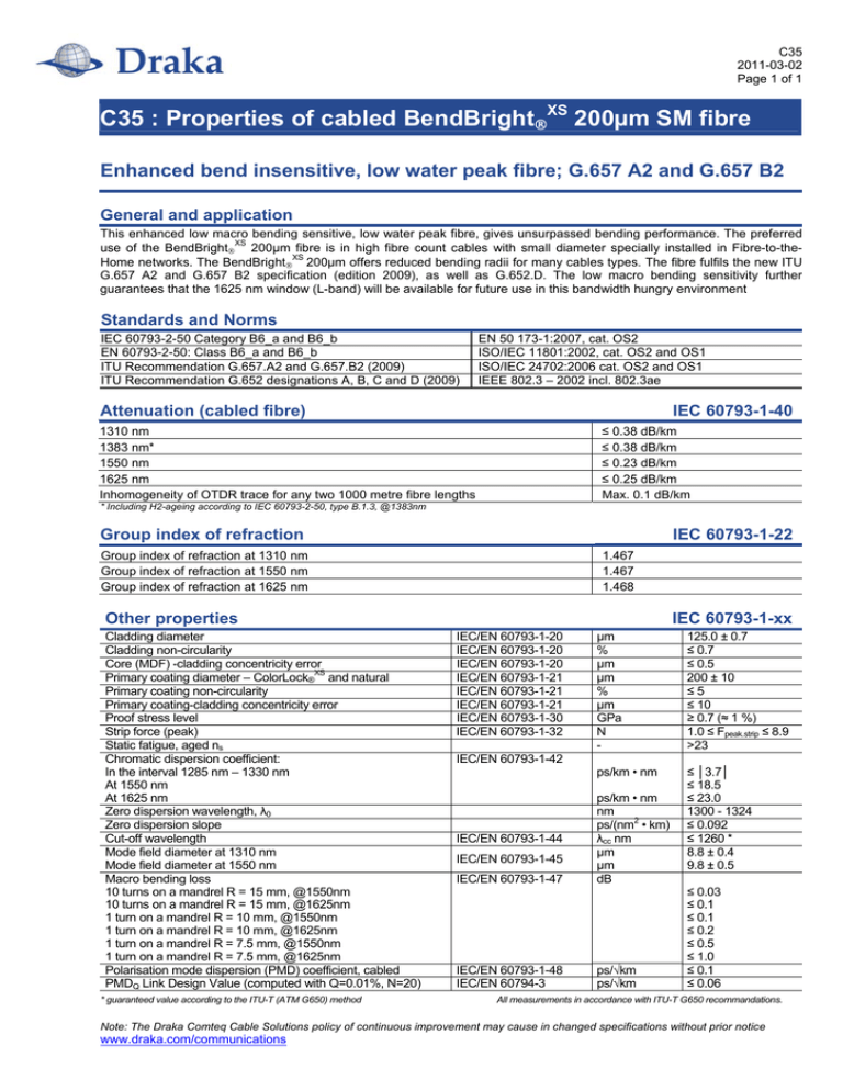C35 Fibra OS2 G.657.A2 e B3 C35 Fibra OS2 G.657.A2 e B3