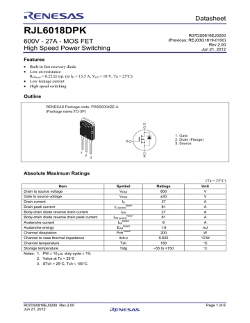 RJL6018DPK Datasheet RJL6018DPK Datasheet