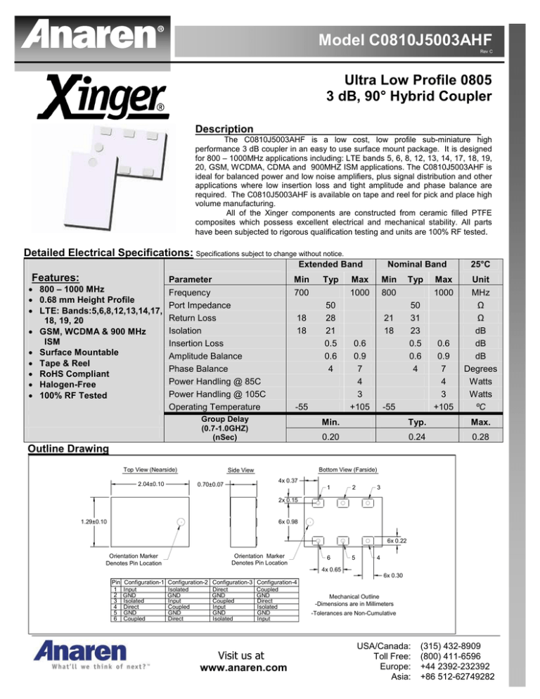 C0810J5003AHF Datasheet RevC C0810J5003AHF Datasheet RevC