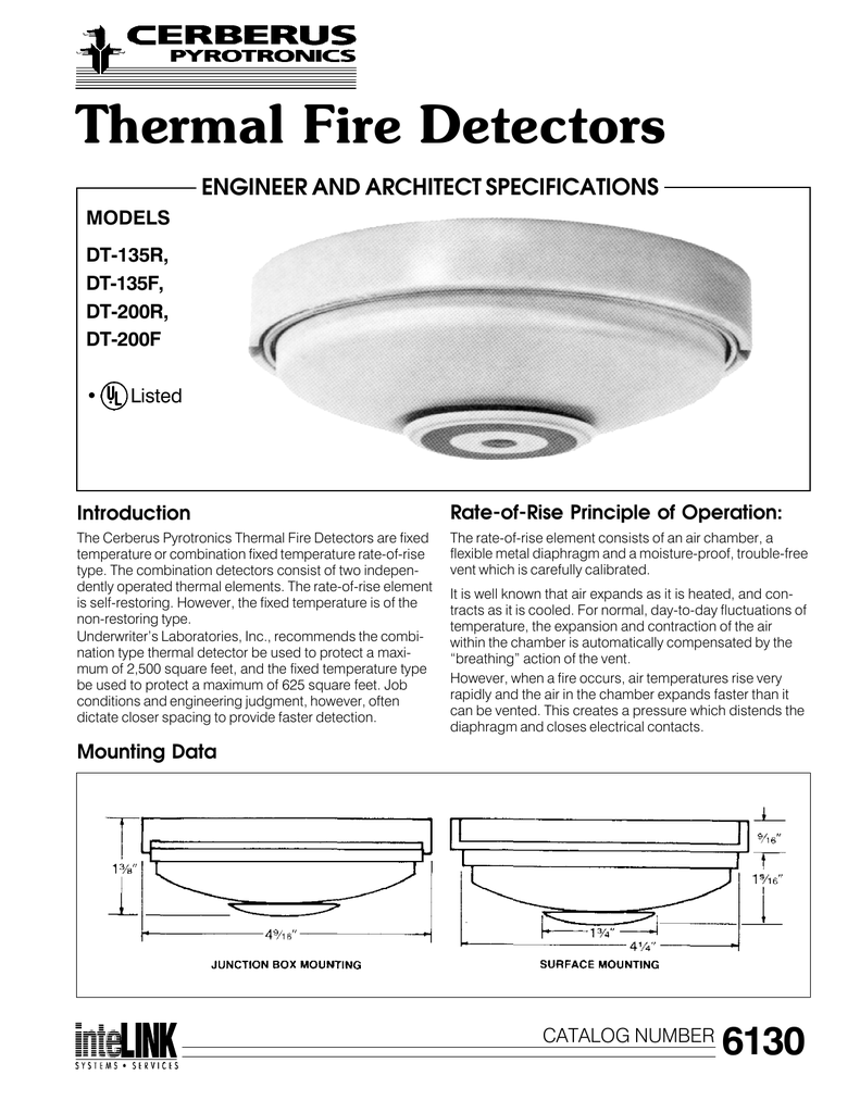 Fire Protection Equipment Nib Cerberus Pyrotronics Dt R Thermal Fire