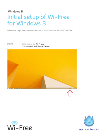 Initial setup of Wi-Free for Windows 8 Windows 8 Initial setup of Wi-Free for Windows 8 Windows 8
