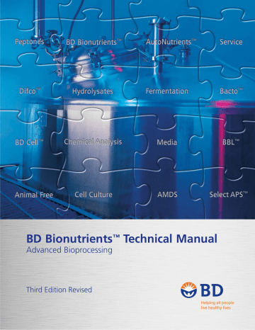 BD Bionutrients Technical Manual Advanced Bioprocessing Third Edition Revised BD Bionutrients Technical Manual Advanced Bioprocessing Third Edition Revised