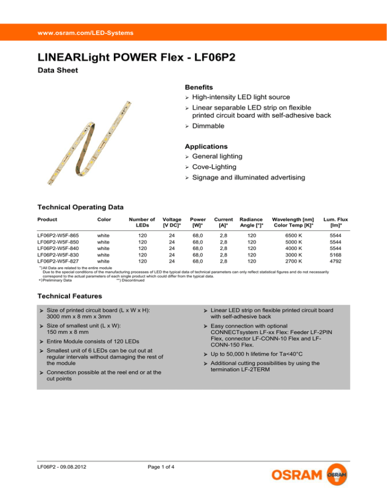 Picture for Datasheet LINEARLight POWER Flex - LF06P2 Data Sheet Picture for Datasheet LINEARLight POWER Flex - LF06P2 Data Sheet