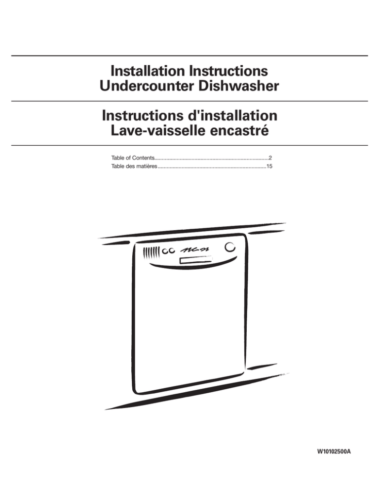 English Installation Manual of WHIRLPOOL DU018DWTQ0 English Installation Manual of WHIRLPOOL DU018DWTQ0