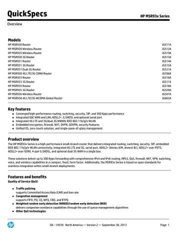 HP Routers MSR93x Overview HP Routers MSR93x Overview