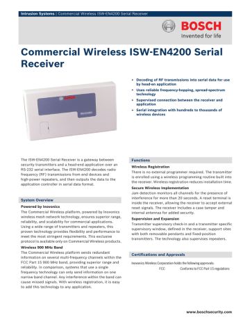 ISW-EN4200 Serial Receiver Spec Sheet ISW-EN4200 Serial Receiver Spec Sheet