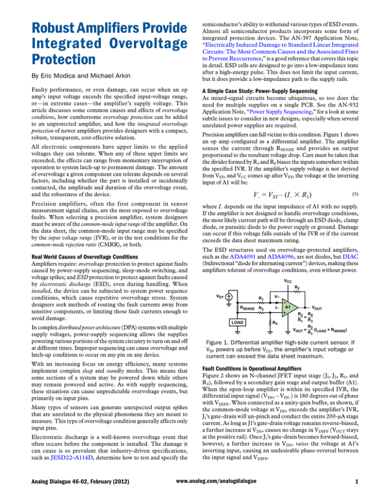 Robust Amplifiers Provide Integrated Overvoltage Protection Robust Amplifiers Provide Integrated Overvoltage Protection