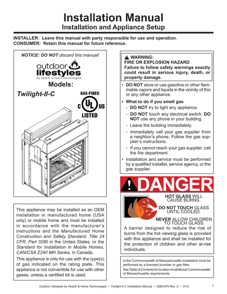Installation Manual Installation and Appliance Setup Installation Manual Installation and Appliance Setup