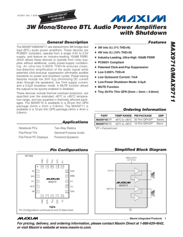 Maxim MAX9710ETP+ (73-865-70) Maxim MAX9710ETP+ (73-865-70)