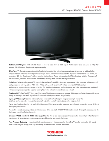 Toshiba 42LX177 Television Specification | Manualzz