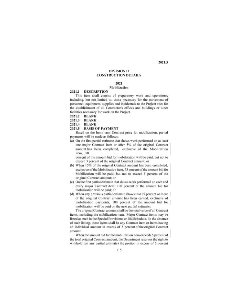 2021.5 DIVISION II CONSTRUCTION DETAILS 2021 2021.5 DIVISION II CONSTRUCTION DETAILS 2021