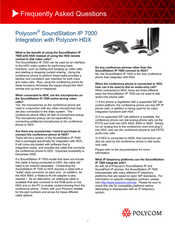SoundStation IP 7000 — HDX Integration FAQ | Manualzz