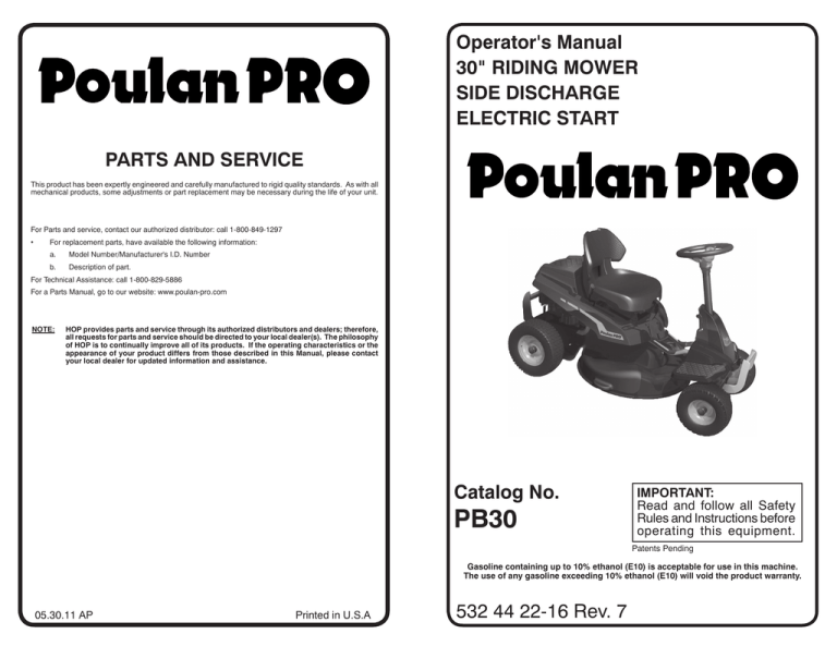 IPL, POULAN PRO, PB30, 2011-05, 532442216, AAaa, 96025000400 IPL, POULAN PRO, PB30, 2011-05, 532442216, AAaa, 96025000400