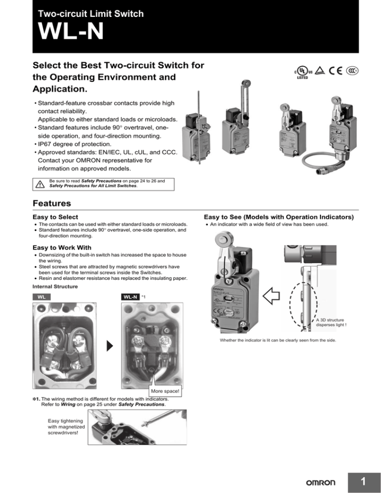 WL-N Two-circuit Limit Switch Select the Best Two-circuit Switch for WL-N Two-circuit Limit Switch Select the Best Two-circuit Switch for