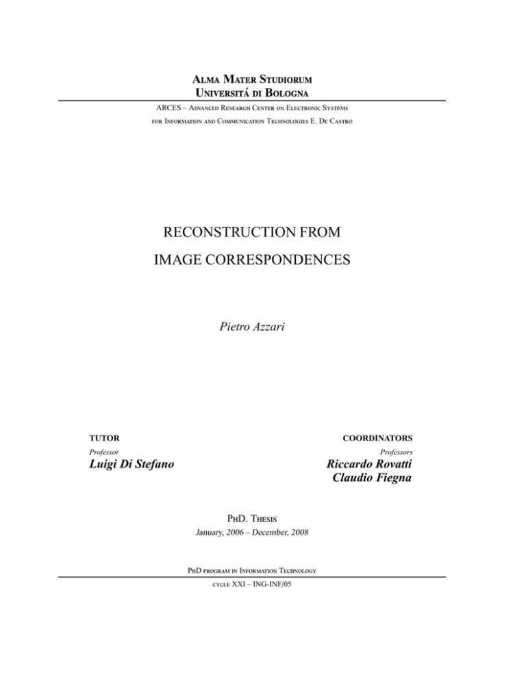 Azzari Pietro Reconstruction from image correspondences Azzari Pietro Reconstruction from image correspondences