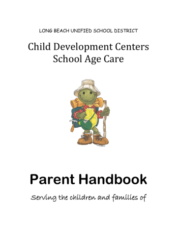 School Age Care - Parent Handbook School Age Care - Parent Handbook
