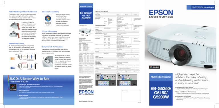 EB-G5350/ G5150/ G5200W EB-G5350/ G5150/ G5200W