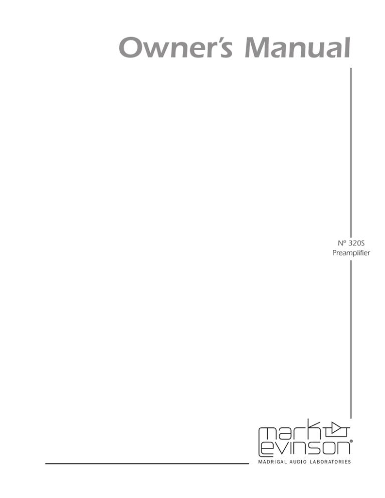 Mark Levinson 320S Owner's manual Mark Levinson 320S Owner's manual
