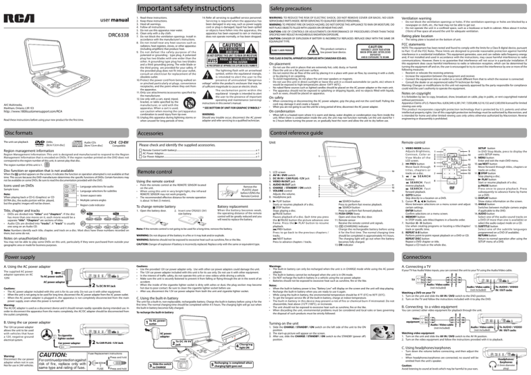 RCA DRC6309 User manual RCA DRC6309 User manual