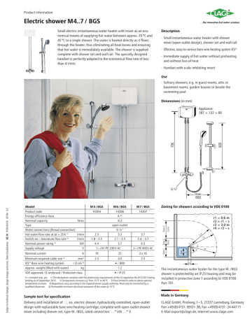 Electric shower M 4..7 / BGS Electric shower M 4..7 / BGS