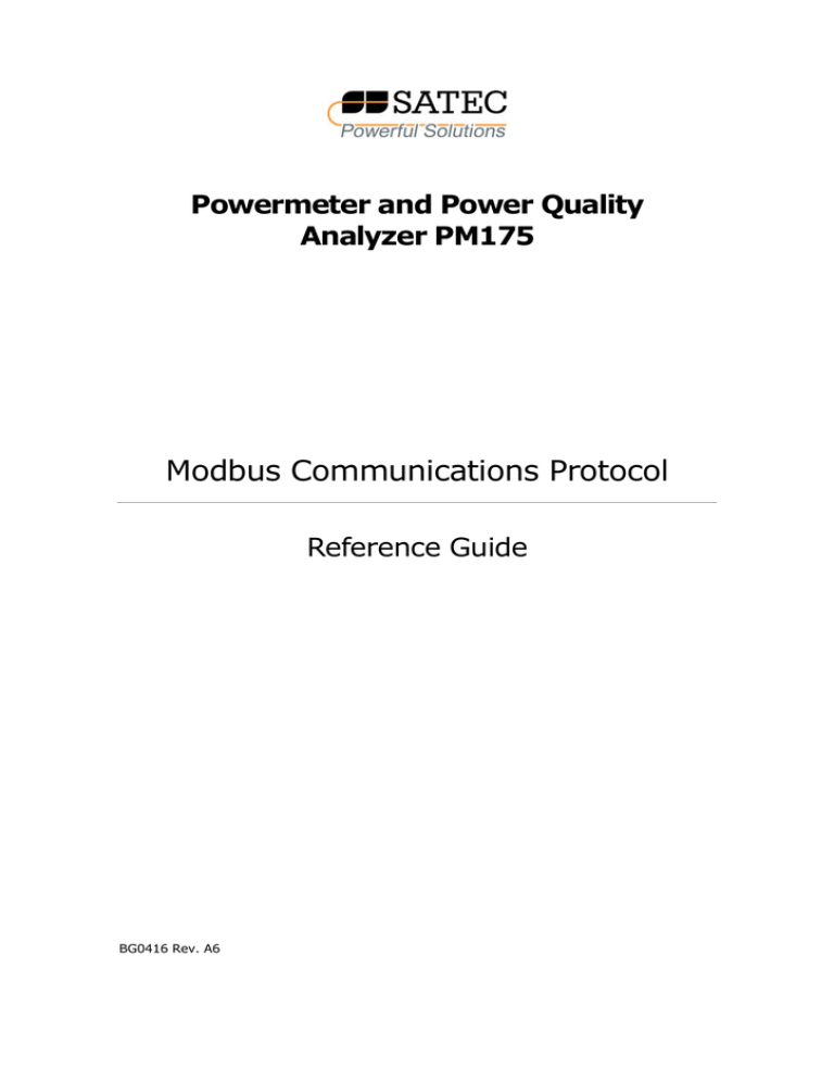 PM175.Коммуникационный протокол Modbus. Справочное руководство (англ.) PM175.Коммуникационный протокол Modbus. Справочное руководство (англ.)