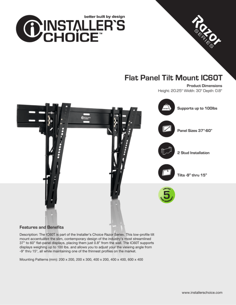 IC60T Specifications IC60T Specifications