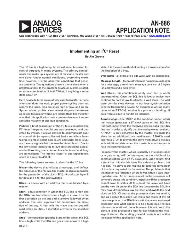 AN-686: Implementing an I2C® Reset (Rev. 0) PDF AN-686: Implementing an I2C® Reset (Rev. 0) PDF