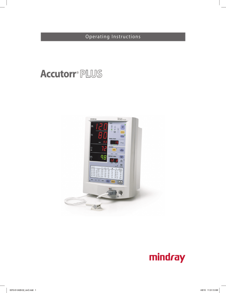 Mindray Accutorr Plus User manual Mindray Accutorr Plus User manual