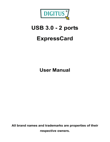 Digitus DS-31220 USB 3.0 ExpressCard Owner's Manual | Manualzz