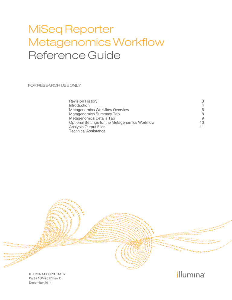 MiSeq Reporter Metagenomics Workflow Reference Guide (15042317 D) MiSeq Reporter Metagenomics Workflow Reference Guide (15042317 D)