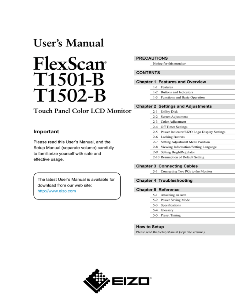 Eizo T1502-B, T1501-B Owner's manual Eizo T1502-B, T1501-B Owner's manual