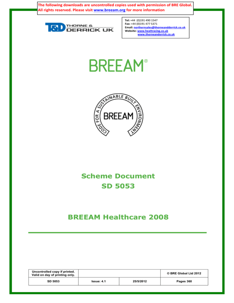 BREEAM WAT 02 Water Leak Detection System - WAT2 Leak Detection Assessor Manual BREEAM WAT 02 Water Leak Detection System - WAT2 Leak Detection Assessor Manual