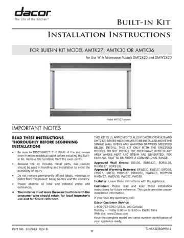 AMTK36/AMTK30/AMTK27-Installation Instructions | Manualzz