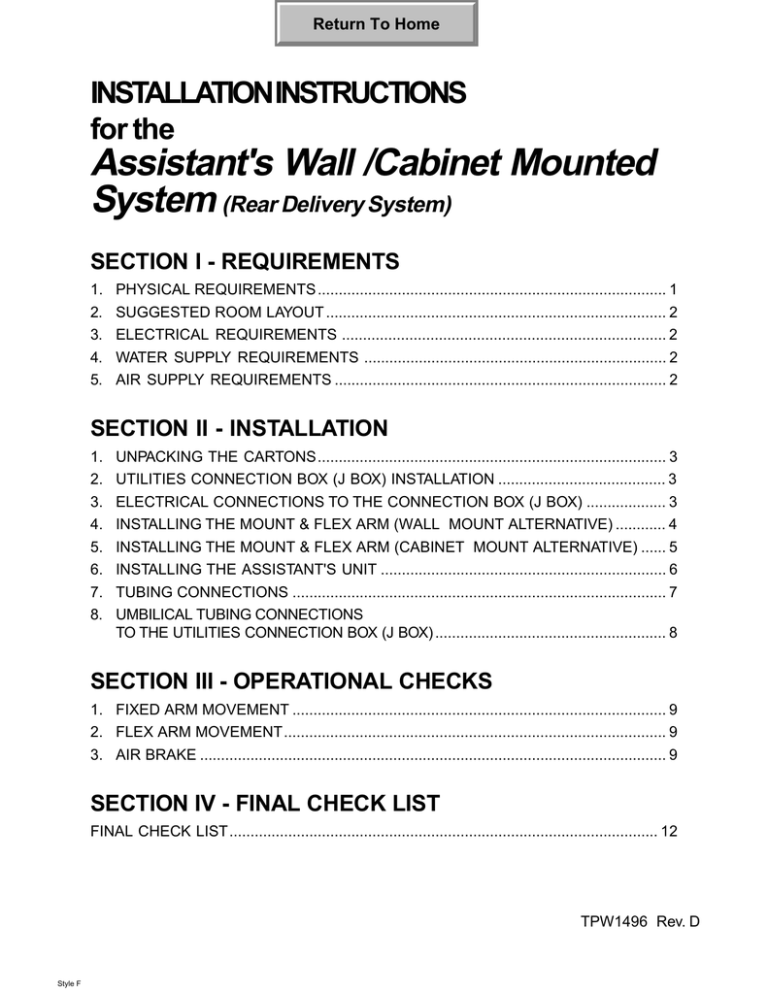 Midmark Asepsis 21® Systems, International (Whip) Delivery Installation guide Midmark Asepsis 21® Systems, International (Whip) Delivery Installation guide