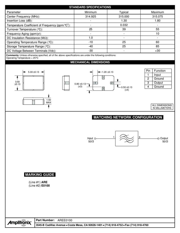 datasheet for AREE0100 by Amplitronix LLC datasheet for AREE0100 by Amplitronix LLC