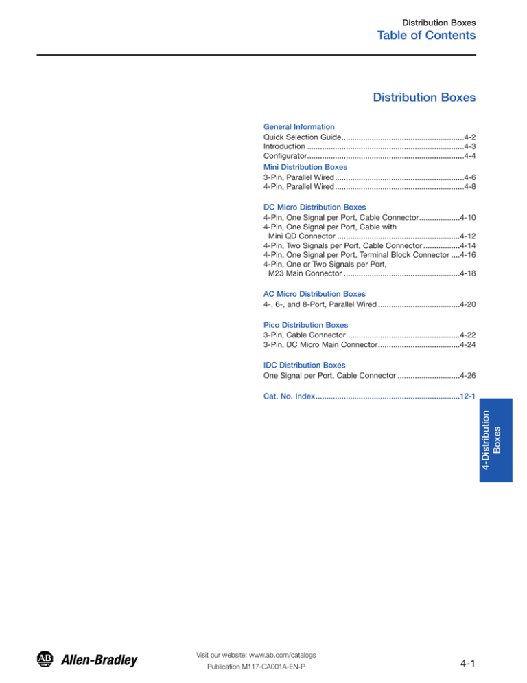 Table of Contents Distribution Boxes General Table of Contents Distribution Boxes General