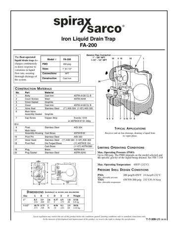 Iron Liquid Drain Trap FA-200 Iron Liquid Drain Trap FA-200