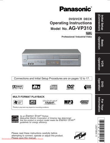 Panasonic AG-VP310 User Guide Manual Operating Instruction Pdf Panasonic AG-VP310 User Guide Manual Operating Instruction Pdf