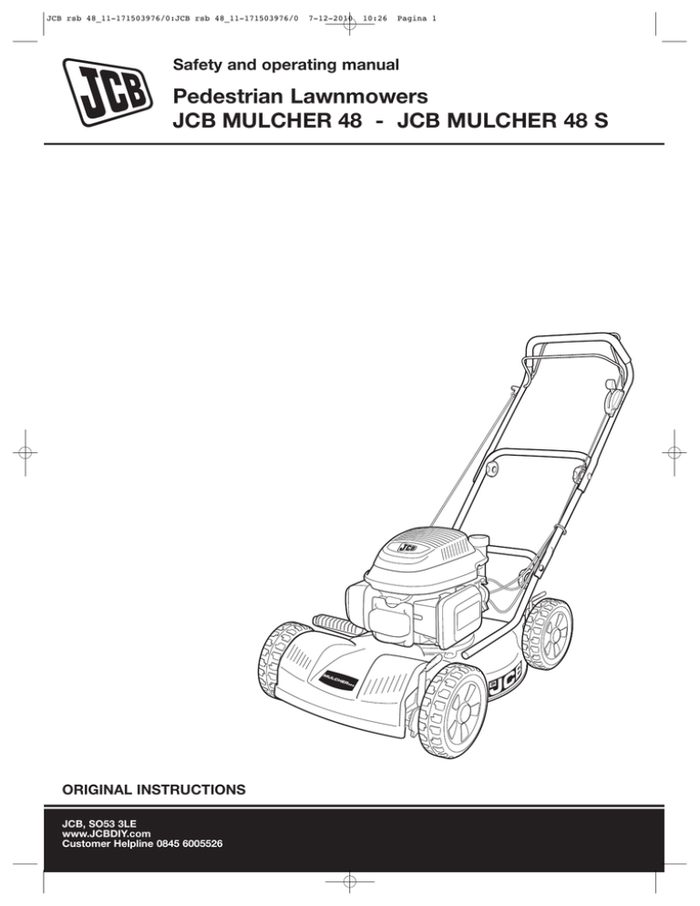 JCB 48 and 48S, JCB 48 and JCB 48S Operating instructions JCB 48 and 48S, JCB 48 and JCB 48S Operating instructions