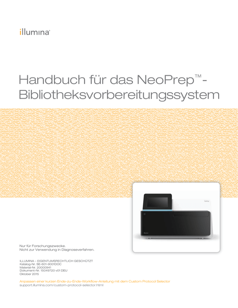 NeoPrep Library Prep System Guide Translated into German (15049720 v01 DEU) NeoPrep Library Prep System Guide Translated into German (15049720 v01 DEU)