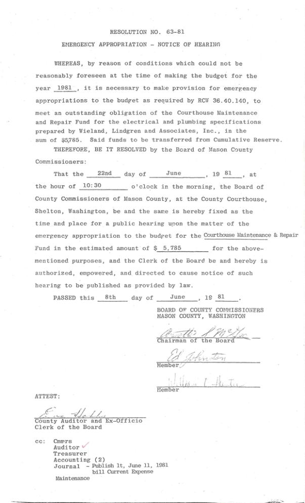 Emergency Appropriation - Courthouse Maint. & Repair Emergency Appropriation - Courthouse Maint. & Repair