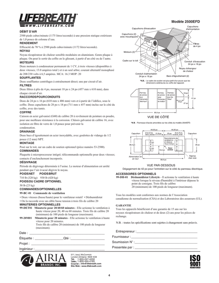Fiche technique 2500EFD (02-20 Fiche technique 2500EFD (02-20