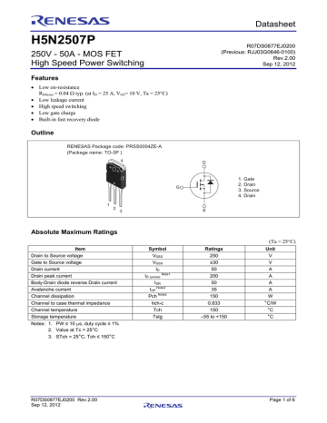 H5N2507P Data Sheet H5N2507P Data Sheet