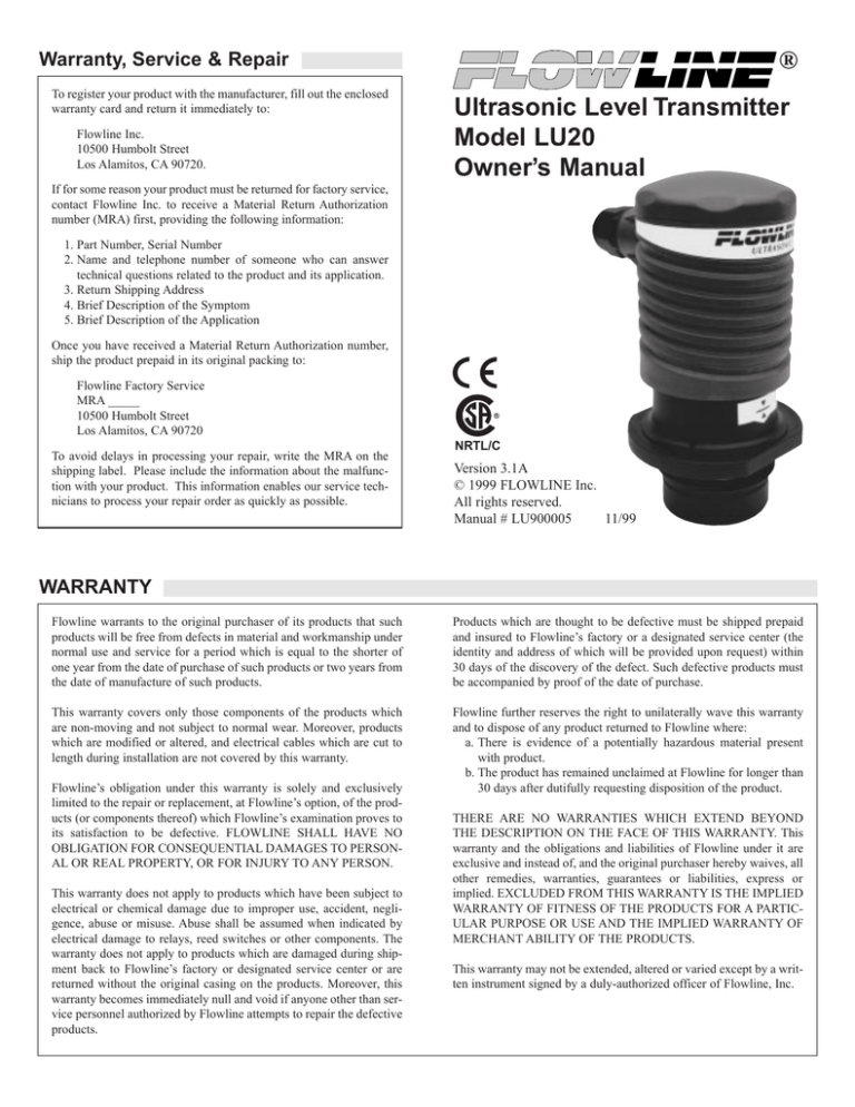 EchoTouch LU20 Series Manual EchoTouch LU20 Series Manual