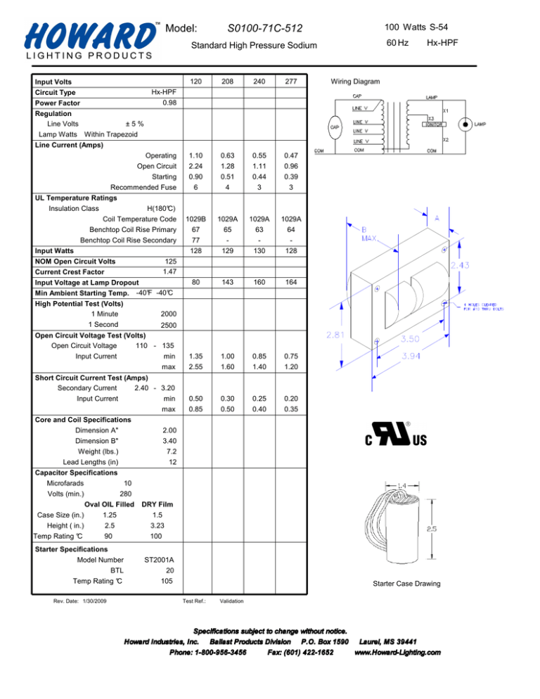 S0100-71C-512 Model: S-54 100 S0100-71C-512 Model: S-54 100