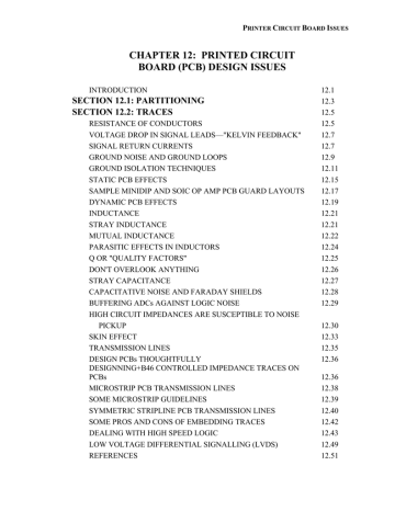 CHAPTER 12: PRINTED CIRCUIT BOARD (PCB) DESIGN ISSUES SECTION 12.1: PARTITIONING CHAPTER 12: PRINTED CIRCUIT BOARD (PCB) DESIGN ISSUES SECTION 12.1: PARTITIONING