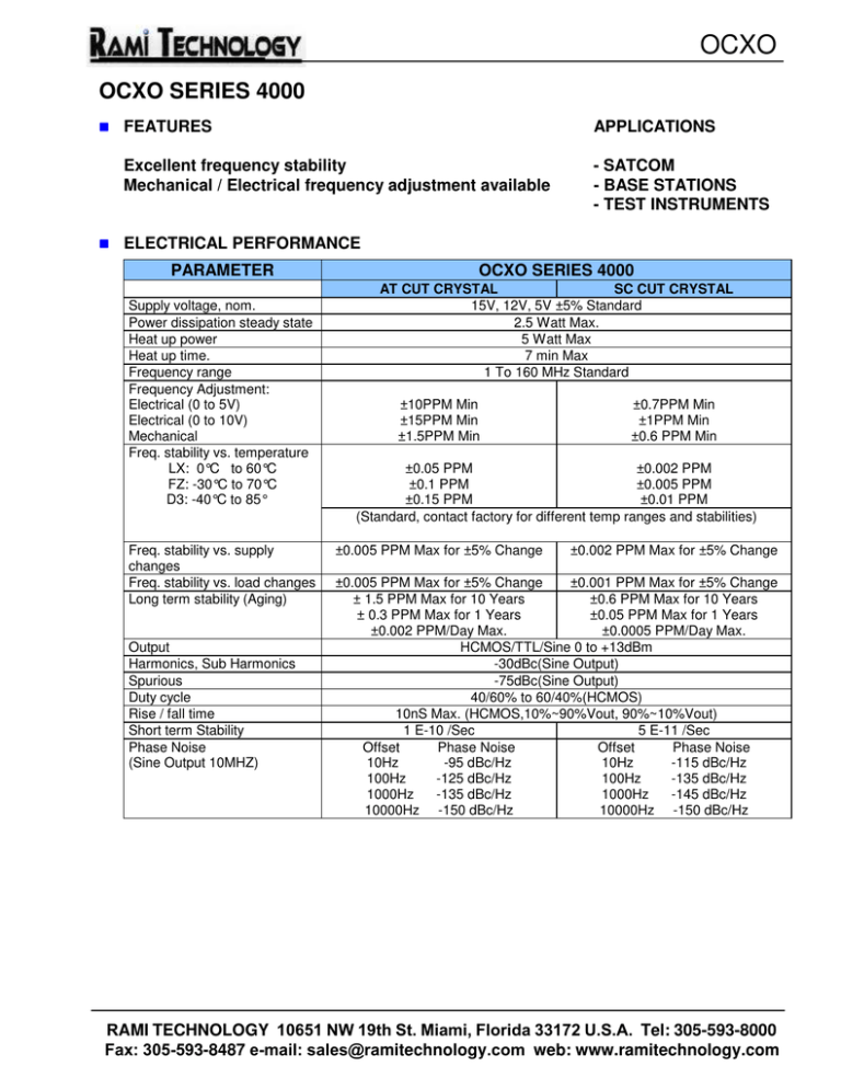 datasheet for OX4000 by Rami Technology datasheet for OX4000 by Rami Technology